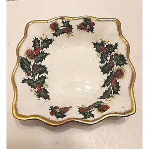 Rosina Queens Christmas YULETIDE 5" Holly Berry Fine Bone China Made In England